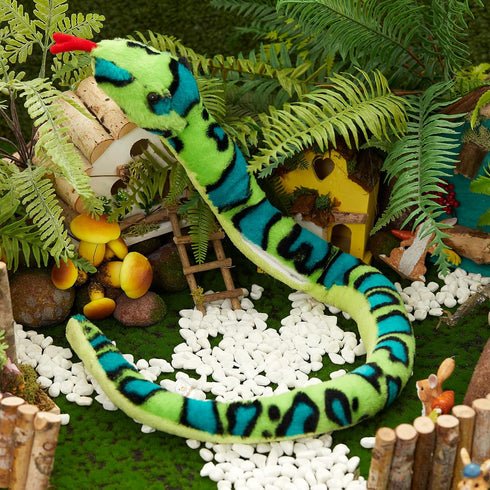 Houwsbaby 40'' Green Realistic Light Up Snake Stuffed Animal, Glowing Plush Toy for Practical Jokes, Kids Christmas Gift