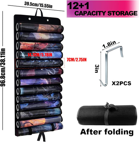 2 12+1 Playmat Holder, Playmat Tube Storage Bag for MTG with Hooks, Fits Game Mats & Tubes with Transparent Plastic