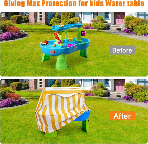 2 Kids Water Table Cover for Step Rain Showers Splash Pond Water Table, Outdoor Waterproof Anti-UV Kids Water Play