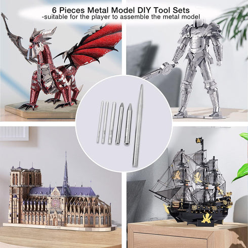 6 Pieces Metal Model Kits Tool Sets - Edges Tabs Cylinder Cone Shape Bending Assist Tools for DIY Metal Puzzles