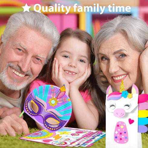 KRAFUN My First Unicorn Bunny Paper Craft Kit for Toddlers and Girls Age 3-8, 18 Cute DIY Arts and Crafts Projects