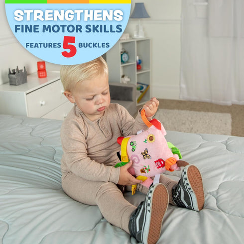 Buckle Toys - Boink Pig - Learning Activity Toy - Develop Fine Motor Skills - Compact Travel Size - Perfect Calming
