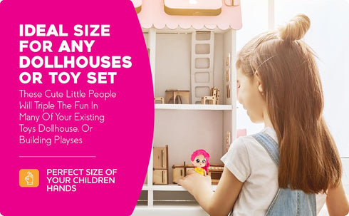 FUNERICA Dollhouse People Figures Playset, Dollhouse Family Little People Figures with Pets, Doll House Accessories