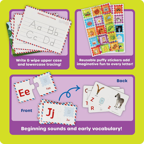 Mailbox Learning Resources Alphabet Learning - Montessori Toddler Toys, ABC Letter Tracing, Writing Practice