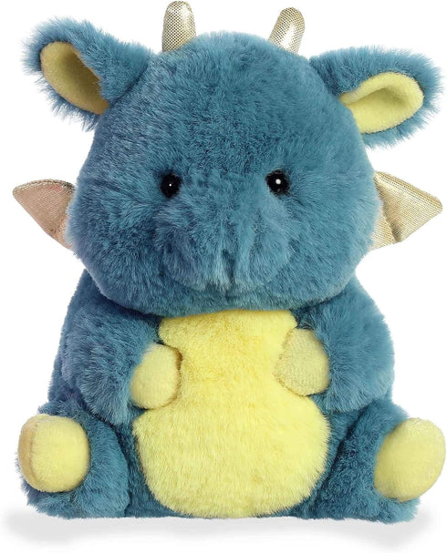 Aurora World Rolly Pet - Egan Dragon, 7" Blue Plush Toy