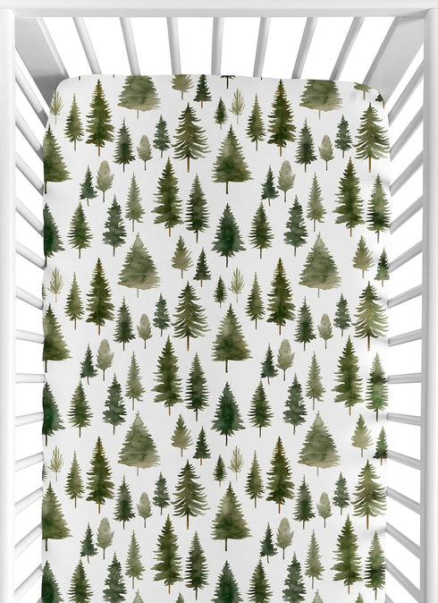 Sweet Jojo Designs Fitted Baby Crib Sheets (Green Woodland Tree) for Boys