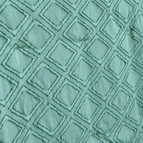 Set 3 Tufted Ruffle Crib Bedding Pieces Baby Girls Boys Boho Quilted Comforter with Fitted Sheet and Bed Skirt - Cute
