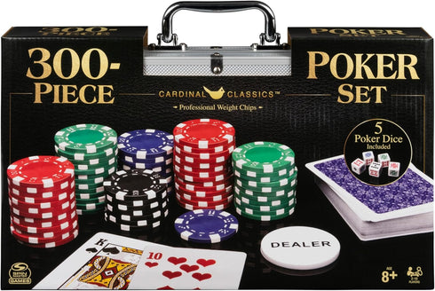Cardinal Classics 300-Piece Poker Set - Aluminum Carrying Case, Professional Weight Chips, Casino Game for Ages 8+