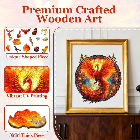11.8 10.9in 200pcs KAAYEE Wooden Jigsaw Puzzles-Wooden Puzzle Adult Unique Shape Advanced Phoenix Wooden Jigsaw Puzzle