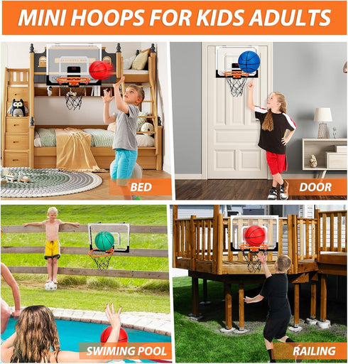 Pro Indoor Mini Basketball Hoop Set for Kids & Adults, Over Door Automatic Scoring