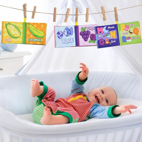 JOYIN 12 Pcs Nontoxic Bath Books - Soft Crinkly Waterproof Cloth Books for Infant, Newborn, Toddlers, Birthday Gifts