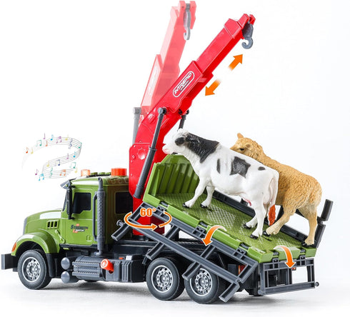Chyucjl 3 4 5 6 7 Playset Ages3+ Large Farm Animal Transportation Truck Toys for Year Old Boys Girls Kids Toddlers