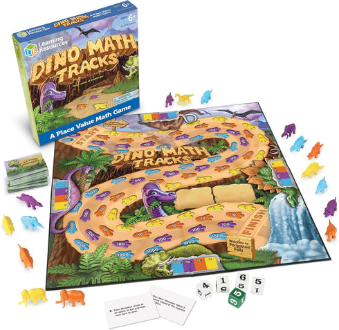 Learning Resources Dino Math Tracks Game Math Manipulatives, Montessori Board Game, Addition