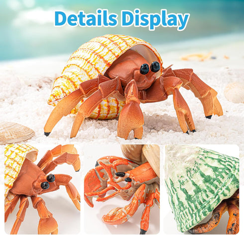 6PCS Hermit Crab Figurines Toys,Ocean Sea Animals Toys Figures, Realistic Soft Sea Creatures Toys for Kids Boys