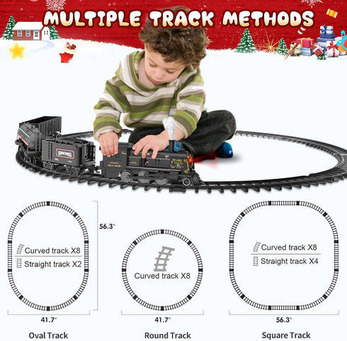 Set 3 4 5 6 7 8+ Hot Bee Train for Boys, Metal Alloy Electric Trains w/Steam Locomotive, Cargo Cars & Tracks, Train