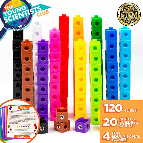 STEM Cubes, Build, Learn & Create with 100+ Math Cubes Manipulatives, 4-in-1 Educational Games, Math Cubes for Kids Ages 4-8, Awesome Learn Through Play Toys