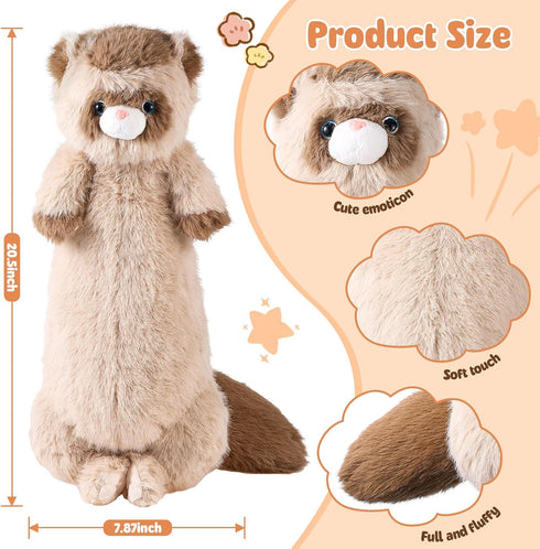 ZJoey 20.5 Inch Ferret Plush Stuffed Animal Long Cute Ferrets Pillow Soft Doll Stuffed Cute Toys Animals Lover Gift Kid