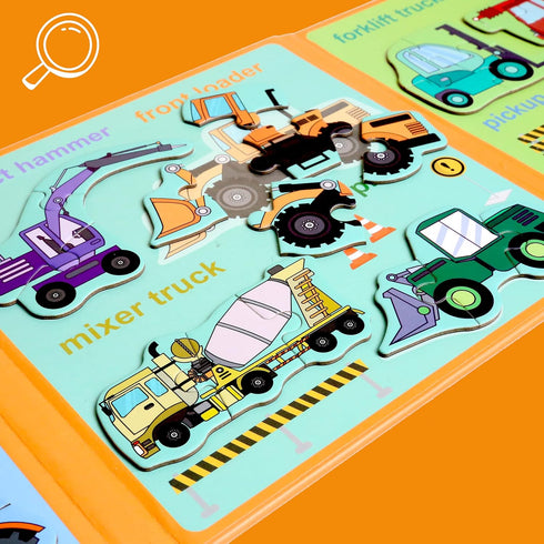 Magnetic Puzzles for Kids Ages 1-3, Travel Toddler Puzzles Ages 2-4, Excavator Refrigerator Magnet Learning Gift