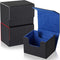 Weewooday 3 Pieces Leather Deck Card Boxes - Compatible with MTG for 100 Plus Cards (Black, Black Red, Black Blue)