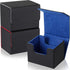 Weewooday 3 Pieces Leather Deck Card Boxes - Compatible with MTG for 100 Plus Cards (Black, Black Red, Black Blue)