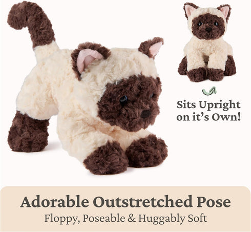0 9 GUND Bootsie Siamese Kitten Plush Toy, Premium Cat Stuffed Animal for Ages and Up, Cream/Brown