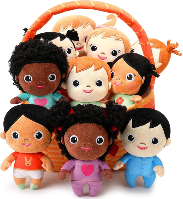 HyDren Basket Plush Baby Dolls, Set of 10 Soft Diversity Dolls 6'' Multicultural Sensory Toys for All Ages