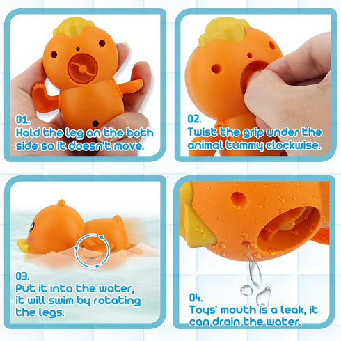 Dwi Dowellin Bath Toys for Toddlers, Magnetic Fishing Games, Mold Free Wind-up Swimming Fish Duck Whale
