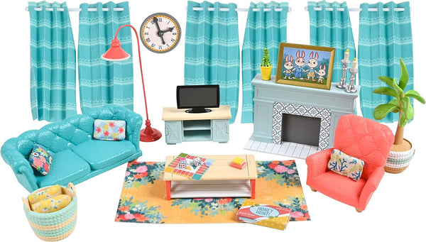 Sunny Days Entertainment Honey Bee Acres Cozy Living Room Décor – 28 Pieces Accessory Set for Kids Pretend Play