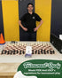 Set 34 WE Games Chess - Tournament Style with Pieces, Vinyl Roll-Up Board, Storage Bag & Equalizer Dice. Ideal