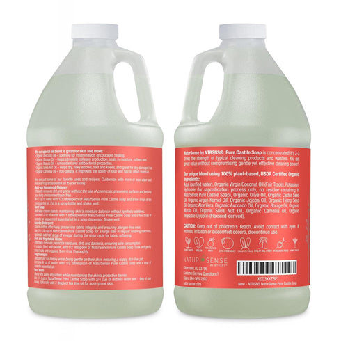 100% 1 64oz 2 NTRSNS NaturSense Pure Castile Soap. Unscented, Made with Certified Organic Oils, Gentle Personal & Baby