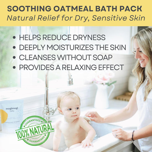 15 Packs 100% Organic Oatmeal Bath Soak for Baby, Kids & Sensitive Skin Economy Washes & Soothes Eczema, Diaper Rash