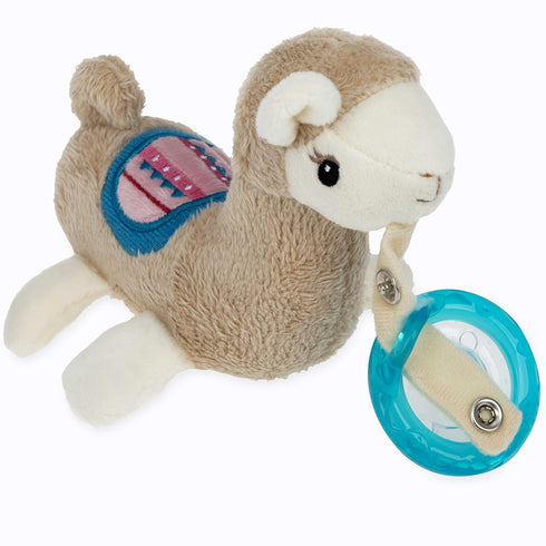 Nuby Soft Plush Pacifinder with Detachable Silicone Pacifier, 0-6 Months, Llama, Natural Cherry Shape, Multi