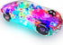 ArtCreativity Light Up Transparent Sensory Car Toy for Kids, 1PC Bump and Go with Colorful Gears and Music