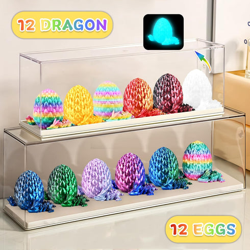 12pcs 3D Impossmaker Printed Dragon Eggs, Prefilled Easter Dragon Egg with Dragon Toy, Easter Basket Stuffer, Goodie