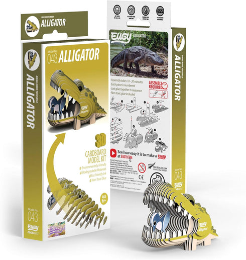 Eugy Alligator 3D Puzzle, 22 Piece Eco-Friendly Educational Toy for Boys, Girls & Kids Ages 6+