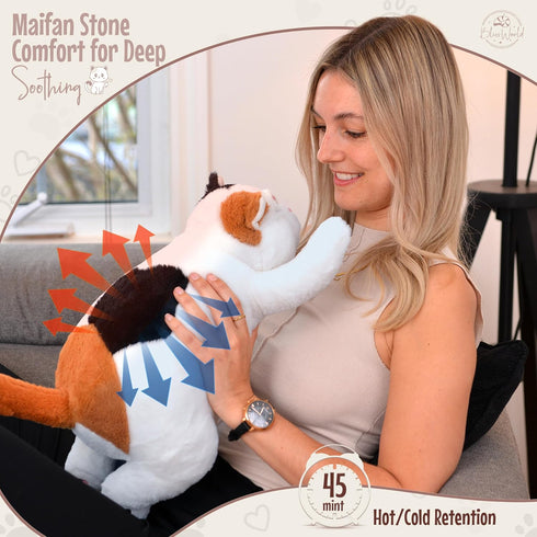 Weighted Stuffed Animal - 5 lbs, 20" Large Cat Plush for Anxiety - Microwavable Weighted Plush for Adults & Kids