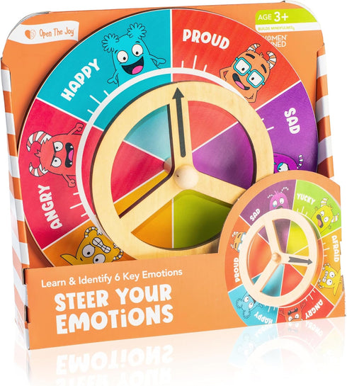 Open The Joy Steer Your Emotions Wheel Wooden Emotional Regulation Steering Toy