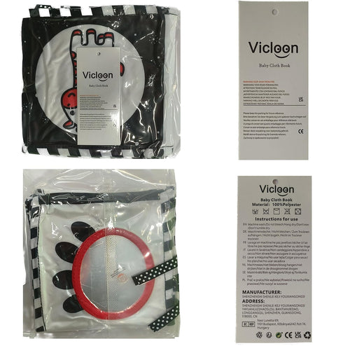 Vicloon High Contrast Black and White Baby Toys, Soft Baby Book for Newborns 0-12 Months, Infant Tummy Time Sensory Toys