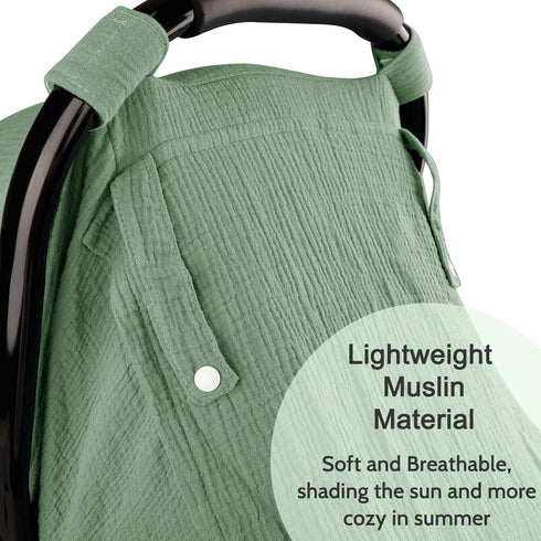 Summer Hooyax Muslin Car Seat Covers for Babies, Baby Car Seat Cover for Boys Girls with Breathable Window, Lightweight