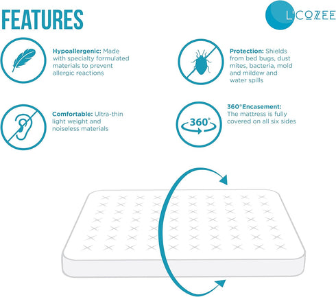 L'COZEE Waterproof Zippered Mattress Encasement Cover - Protector, Breathable, Crib-Baby-Toddler Size, Assure Sleep by