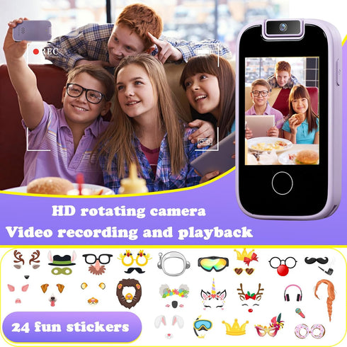 PTHTECHUS Kids Phone Toys for Girls Boys - Toddler Touchscreen MP3 Music Player with Dual Camera
