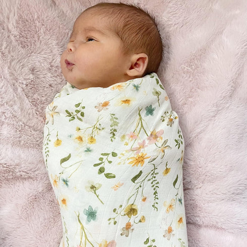 2-Pack 70% 30% (47" 47"), LifeTree Muslin Swaddle Blankets for Baby Girl, Viscose from Bamboo and Cotton Large Swaddle