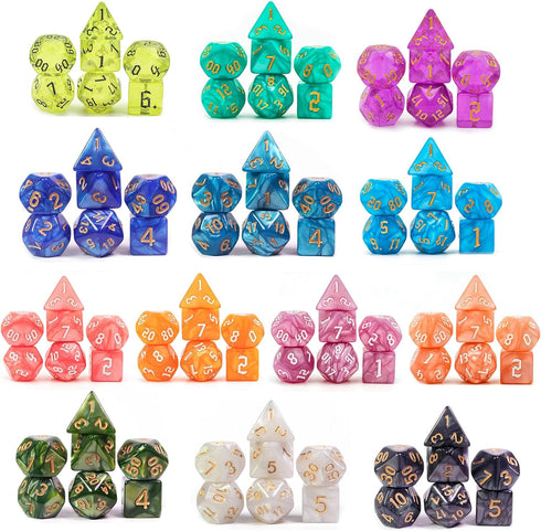 DND Dice Sets - 175Pcs Polyhedral D&D Dice with 4 Leather Bags for Role-Playing Games (25 Sets)