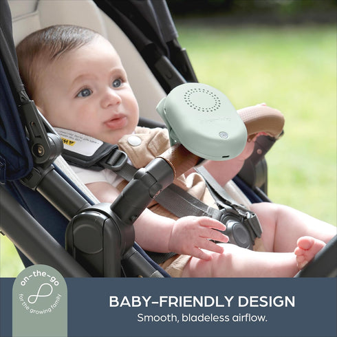 Dreambaby Breezz-to-Go USB Rechargeable Bladless Baby Fan with Swivel Strap Portable Cooling for Strollers, Car Seats