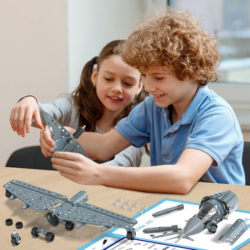 Set 8-12, 8 9 10 11 12 Lucky Doug STEM Building Projects Model Airplane Jet - Building Toys for Kids Ages Assembly