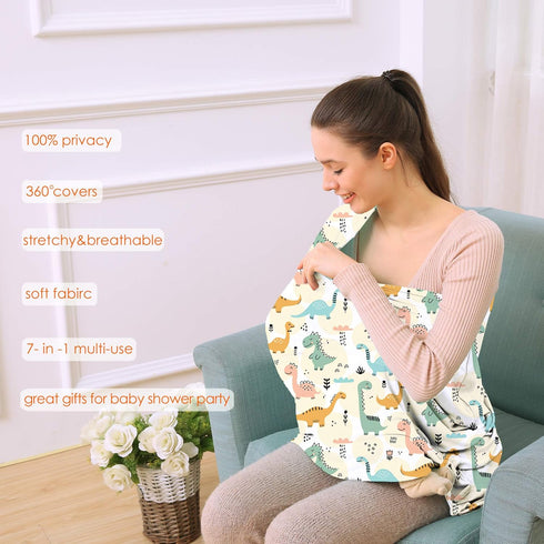 Multi-use Carseat Covers Breastfeeding Cover - Stretchy Canopy Cover for Babies, Boys and Girls Shower Gifts