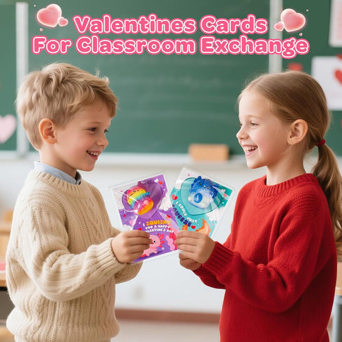30 Pack OCHIDO Valentines Day Cards for Kids with Axolotl Slow Rising Squeeze Toys, Valentines Day Gifts for Kids