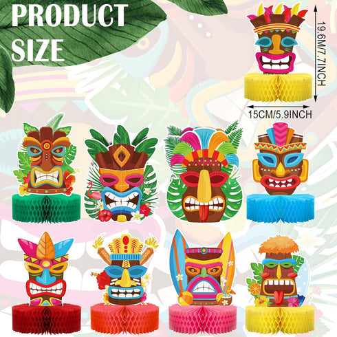 9 Geyee Pcs Hawaiian Luau Honeycomb Centerpiece Tiki Tropical Table Toppers Party Decorations Luau Double Side Table