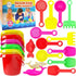 Playsets (Pack 6) 3.25" Set The Dreidel Company Mini Beach Day of Sand Bucket Play Box Includes, Pail, Shovel, Rake