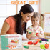Set 3 4 5 6 7 Wooden Play Food for Toddlers, Fruit and Veggies Cutting for Kids, Pretend Food Play Kitchen Accessories